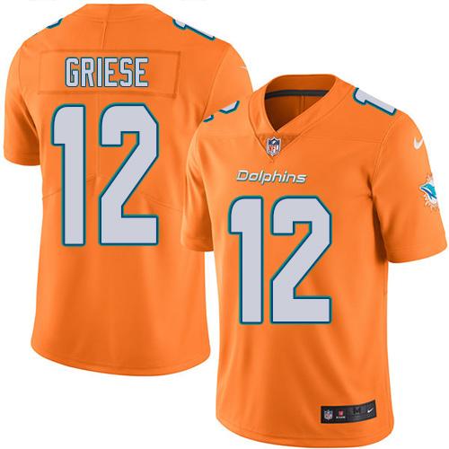 Nike Dolphins #12 Bob Griese Orange Men's Stitched NFL Limited Rush Jersey - Click Image to Close